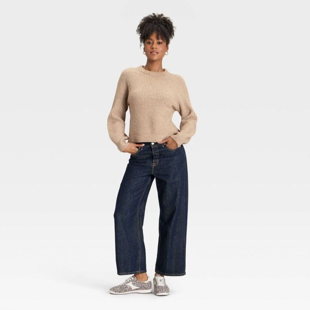 Open Box - Universal Thread - Women's Cozy Knit Crewneck Pullover Swe Oatmeal - Picture 3 of 3